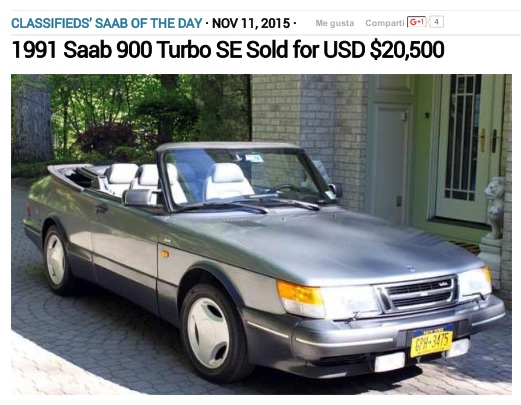 1991 Saab 900 Turbo SE Sold for USD $20,500