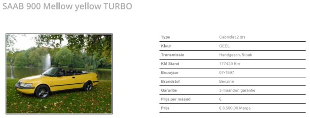 SAAB 900 Mellow yellow, W.H. Timmer Automobielen, MEPPEL