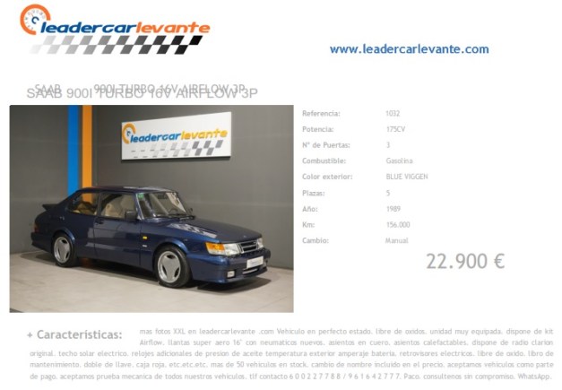 SAAB 900I TURBO 16V AIRFLOW 3P